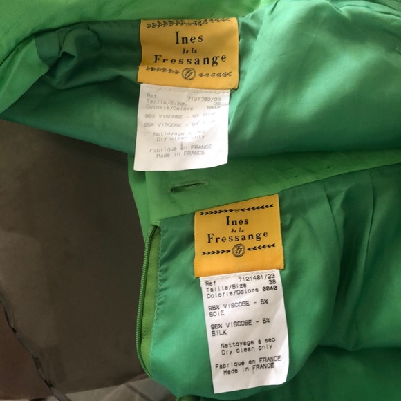 VINTAGE INES DE LA FRESSANGE GREEN PENCIL SUIT XS - Picture 8 of 8
